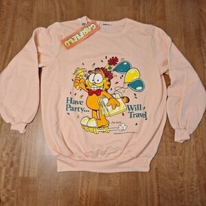RARE Flirts NEW Vintage 1990s Garfield 'HAVE PARTY' Sweatshirt L Pullover USA